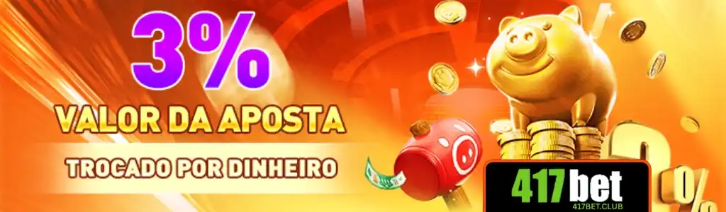 Bônus de 3% do valor apostado disponível no app do cassino 417BET